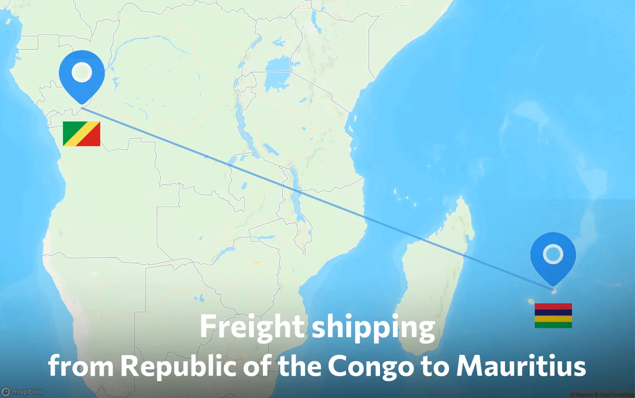 Shipping route from Republic of the Congo to Mauritius