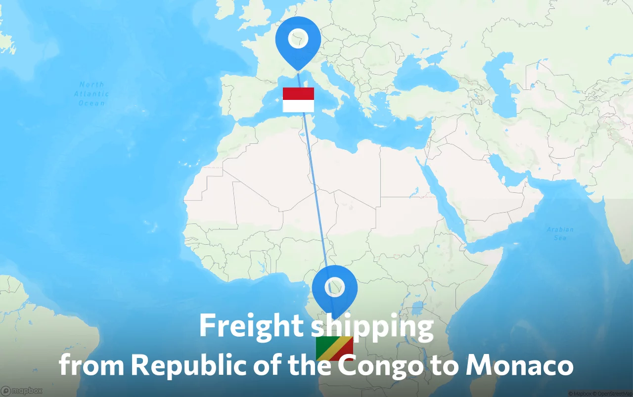 Shipping route from Republic of the Congo to Monaco