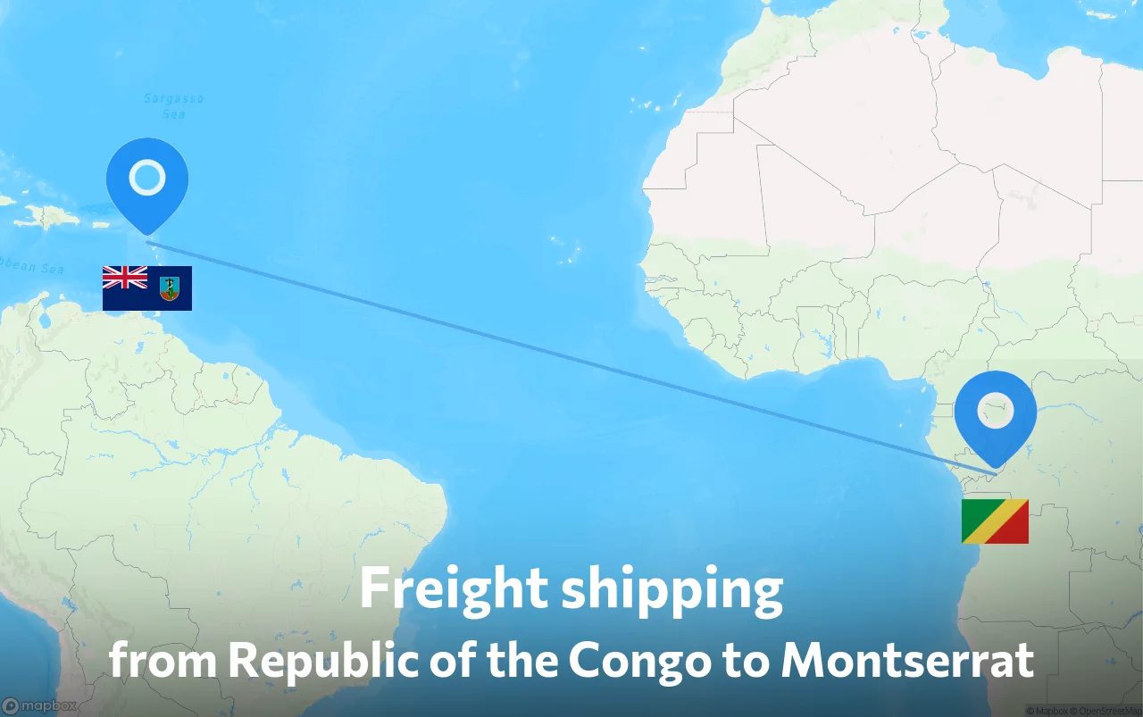 Shipping route from Republic of the Congo to Montserrat