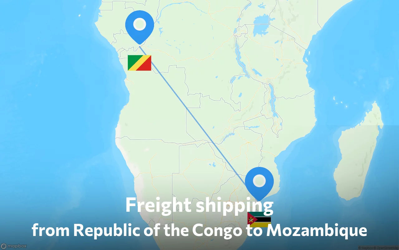 Shipping route from Republic of the Congo to Mozambique