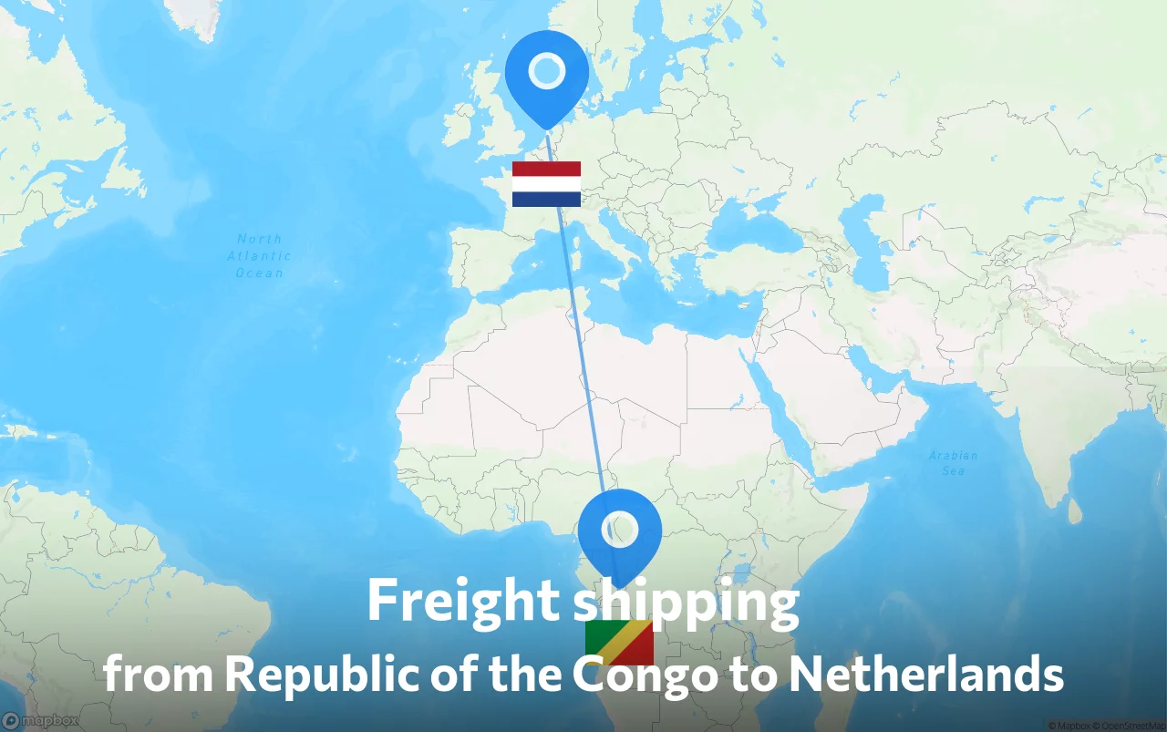 Shipping route from Republic of the Congo to Netherlands