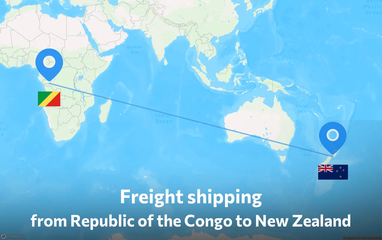Shipping route from Republic of the Congo to New Zealand
