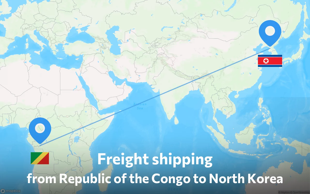 Shipping route from Republic of the Congo to North Korea