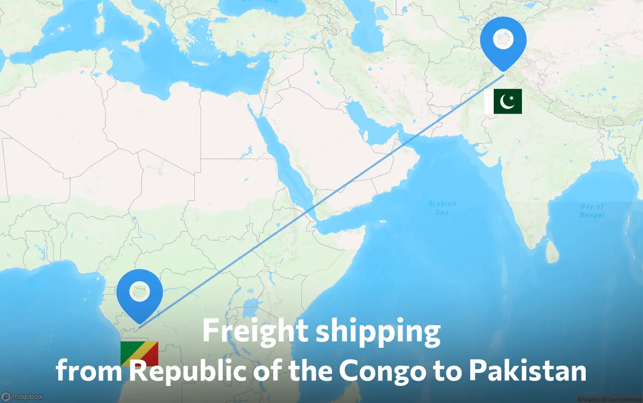 Shipping route from Republic of the Congo to Pakistan