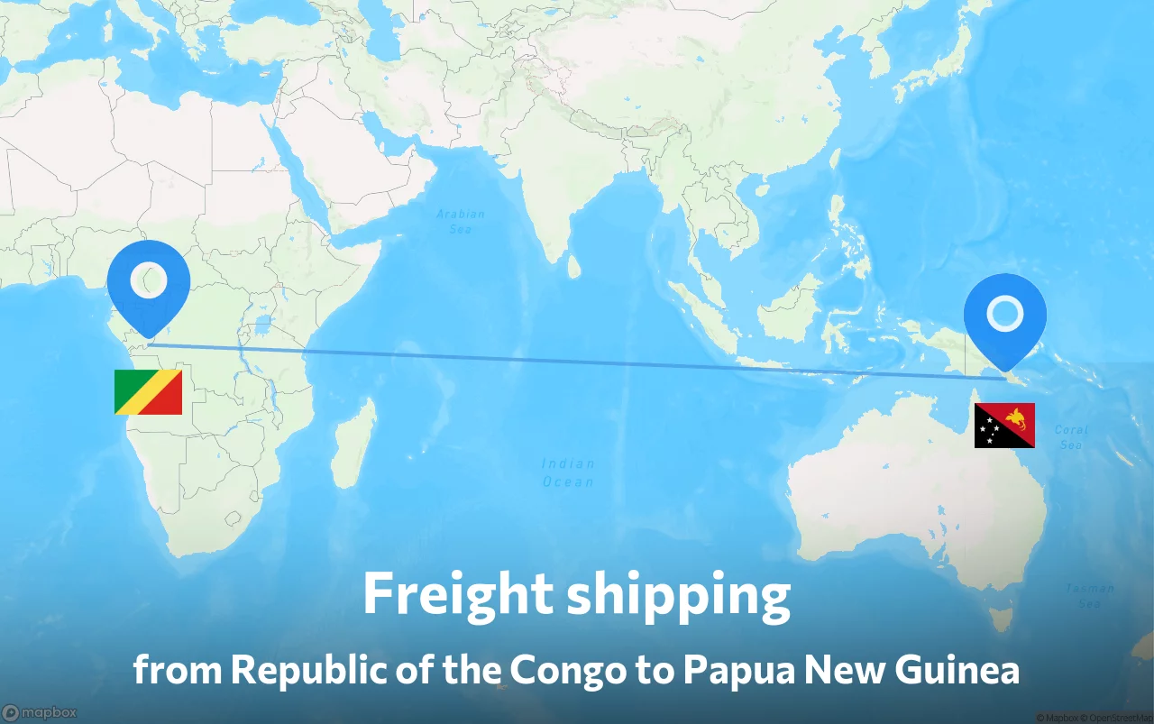 Shipping route from Republic of the Congo to Papua New Guinea