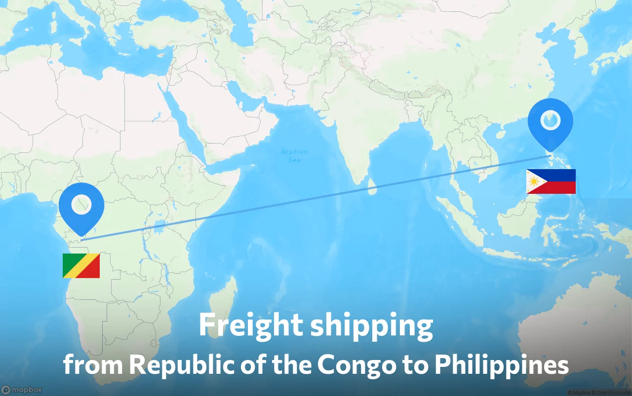 Shipping route from Republic of the Congo to Philippines