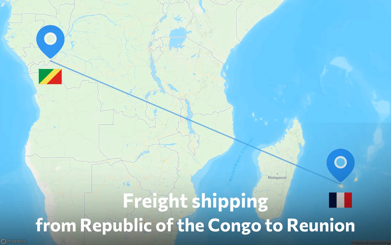 Shipping route from Republic of the Congo to Reunion