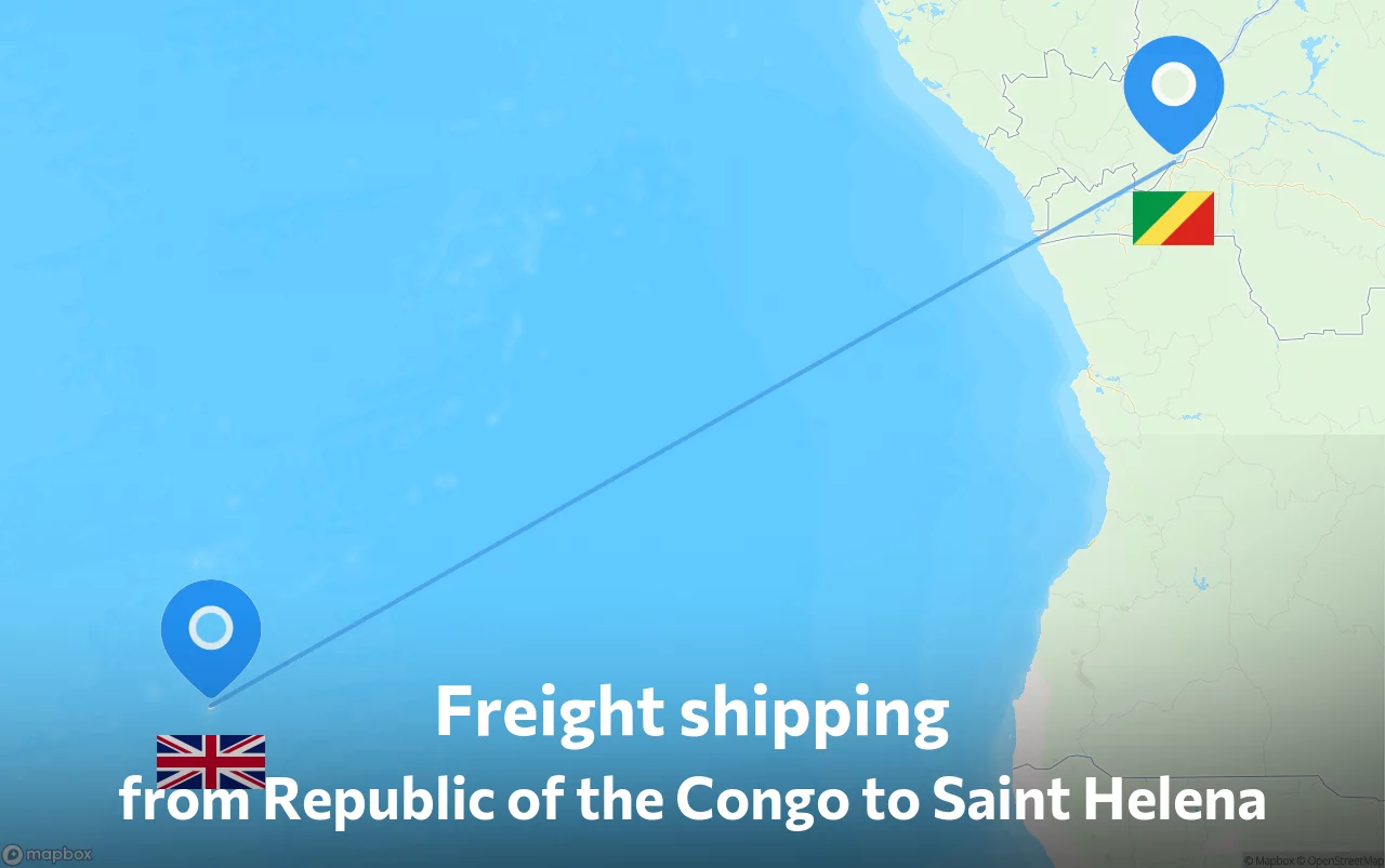 Shipping route from Republic of the Congo to Saint Helena