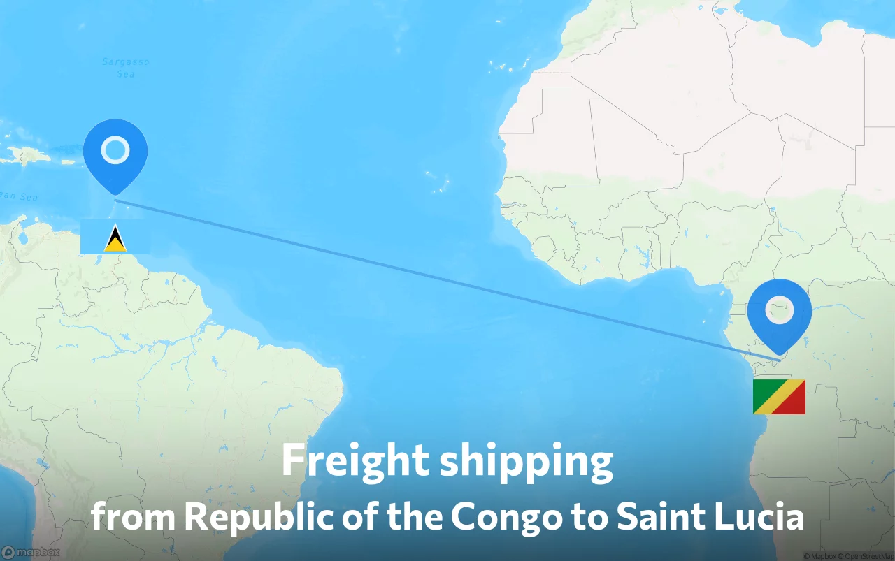 Shipping route from Republic of the Congo to Saint Lucia
