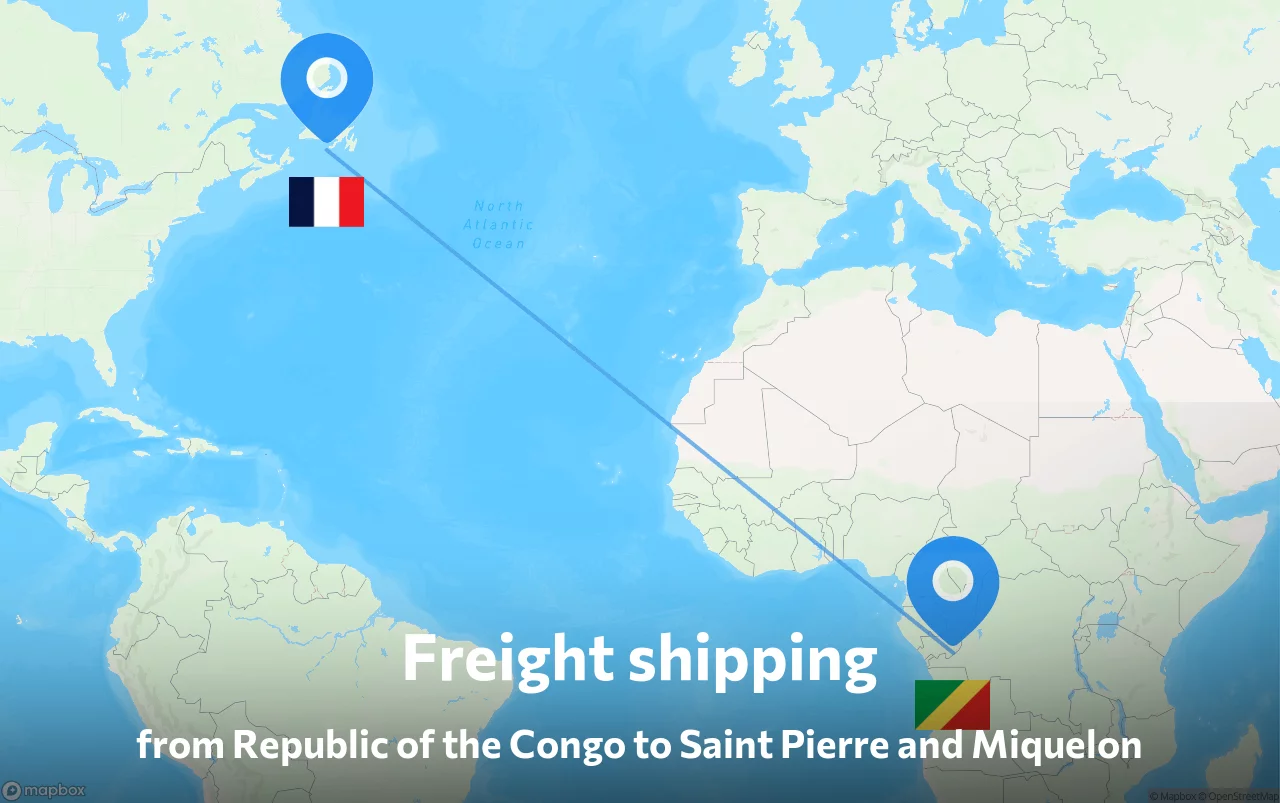 Shipping route from Republic of the Congo to Saint Pierre and Miquelon