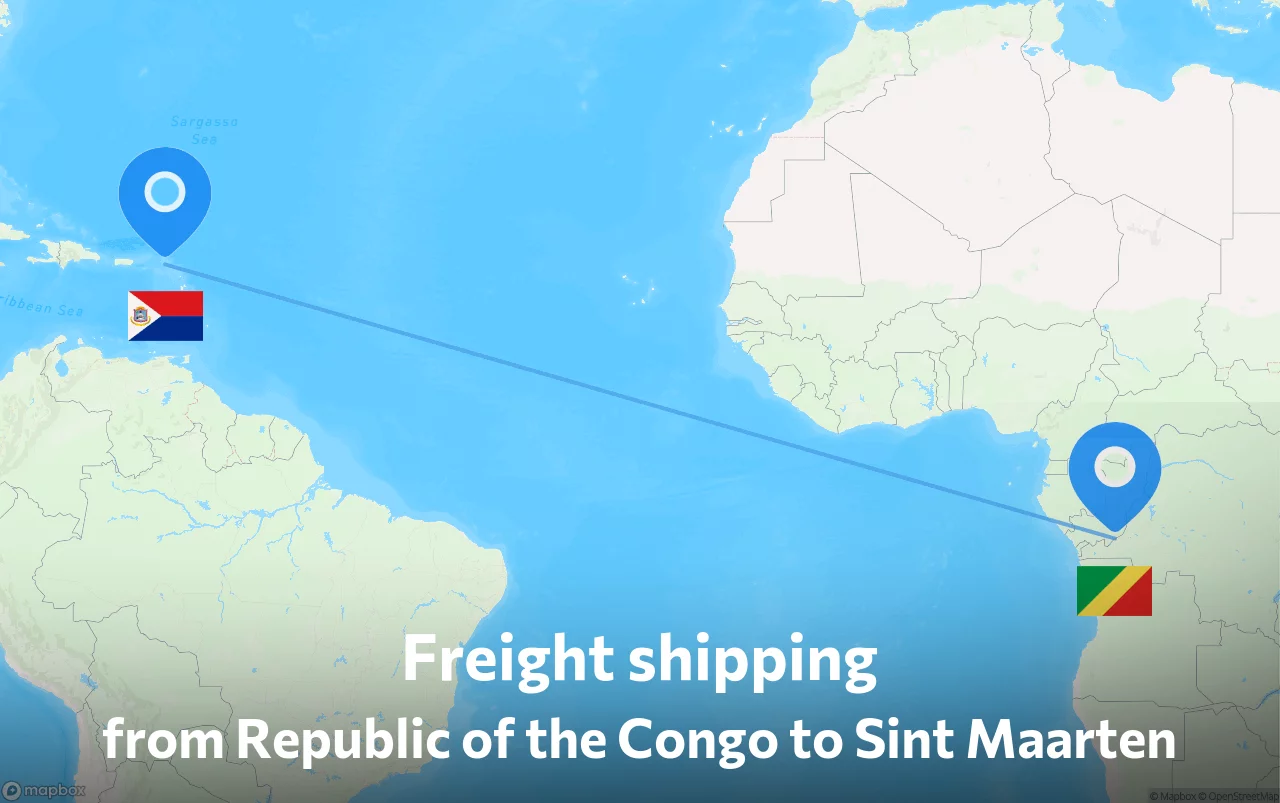 Shipping route from Republic of the Congo to Sint Maarten