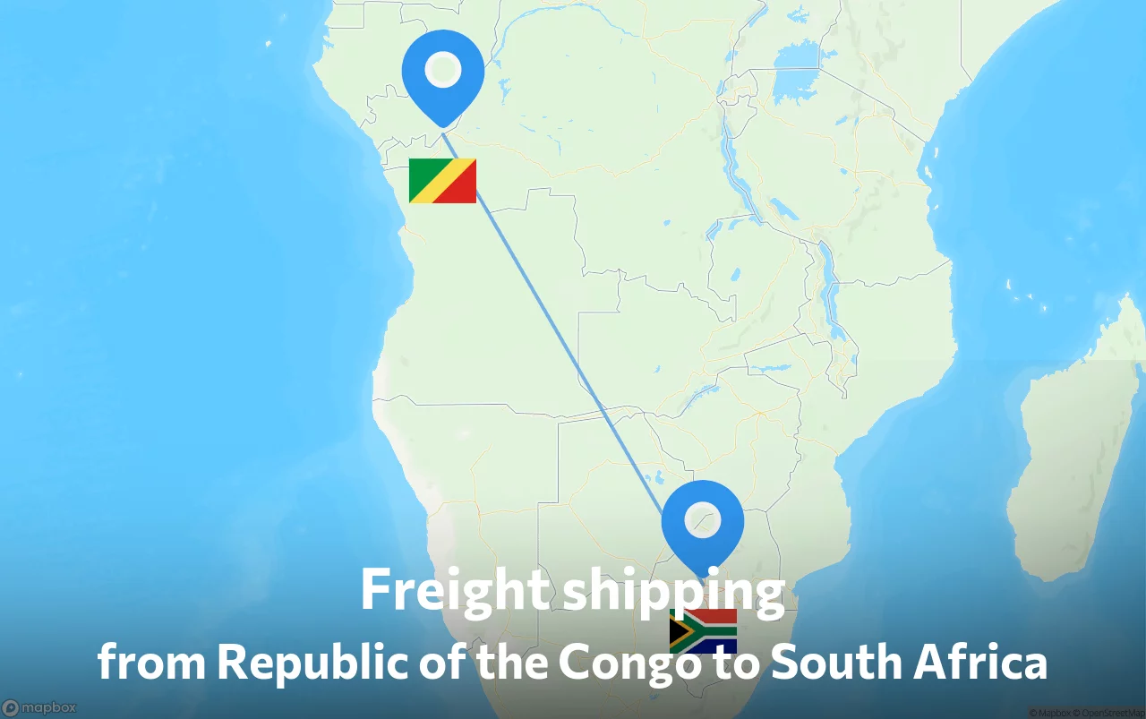Shipping route from Republic of the Congo to South Africa