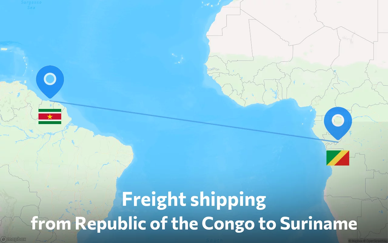 Shipping route from Republic of the Congo to Suriname