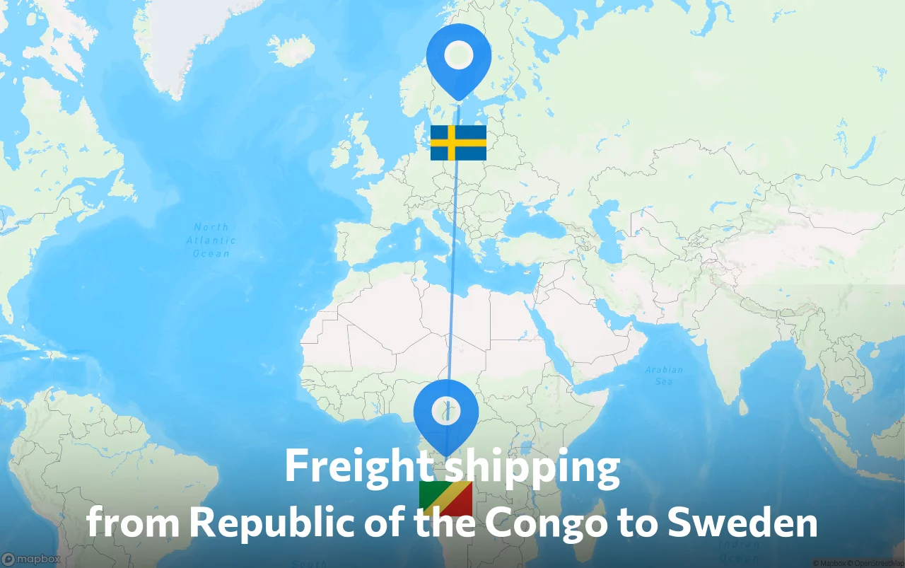 Shipping route from Republic of the Congo to Sweden