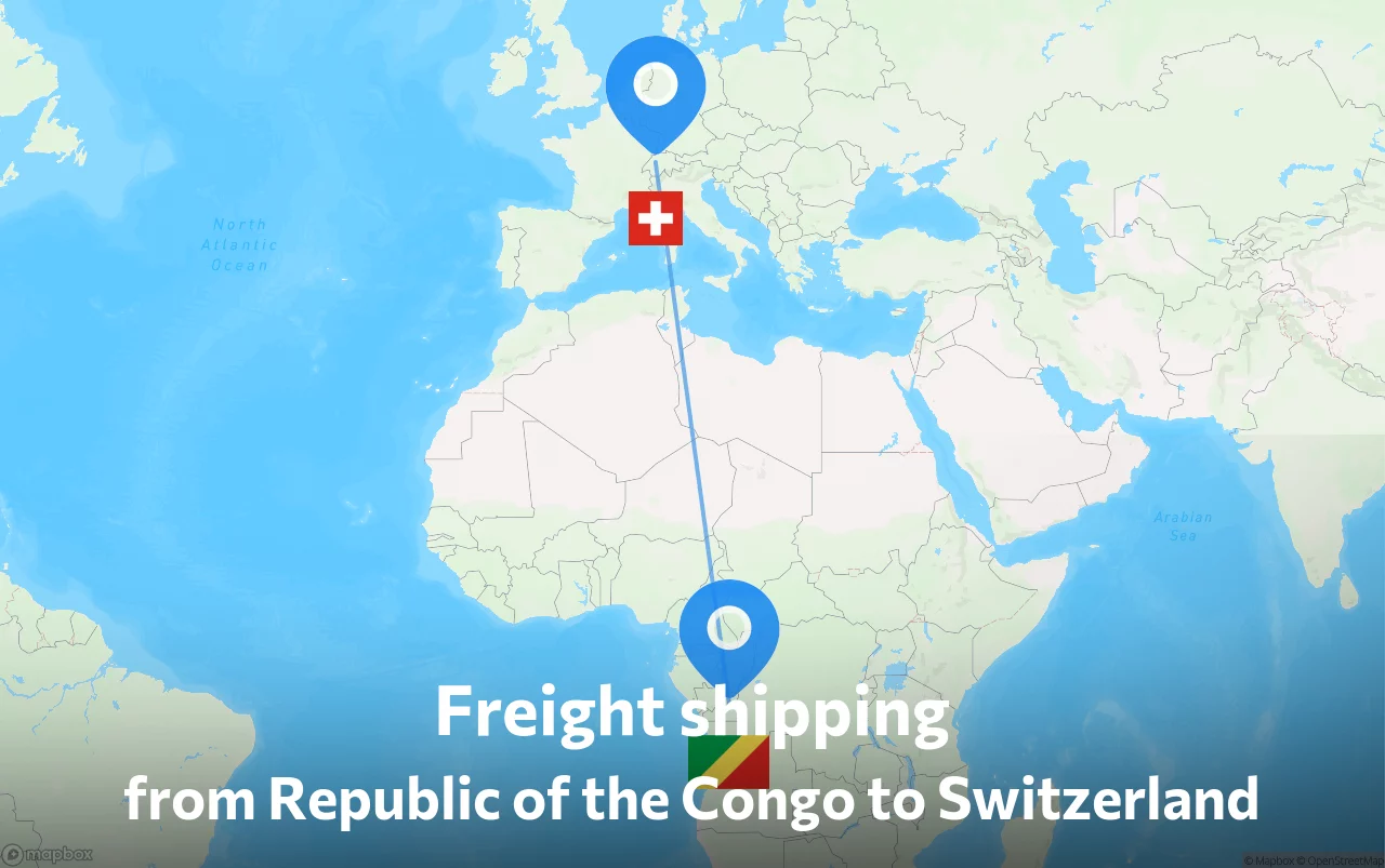 Shipping route from Republic of the Congo to Switzerland
