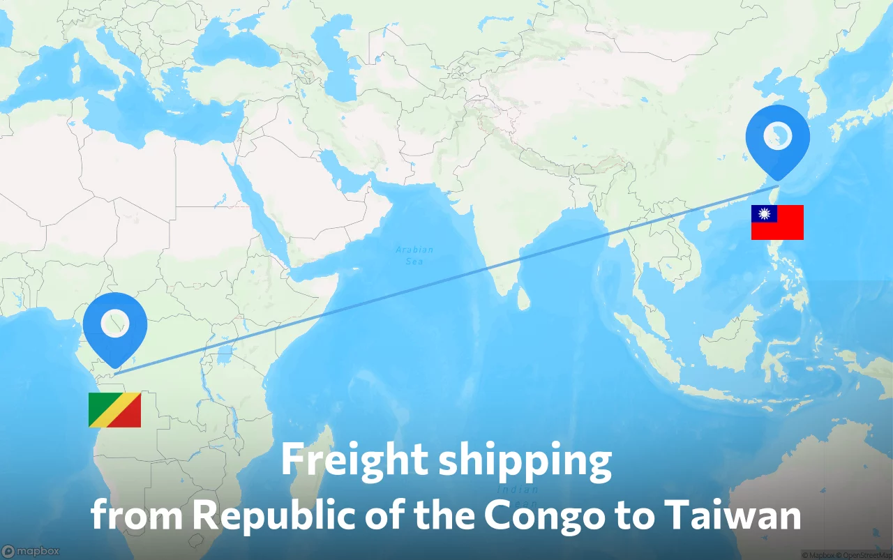 Shipping route from Republic of the Congo to Taiwan