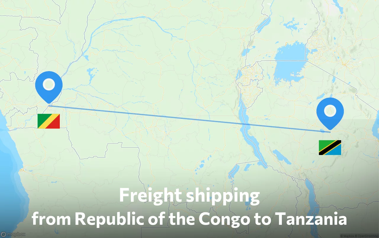 Shipping route from Republic of the Congo to Tanzania
