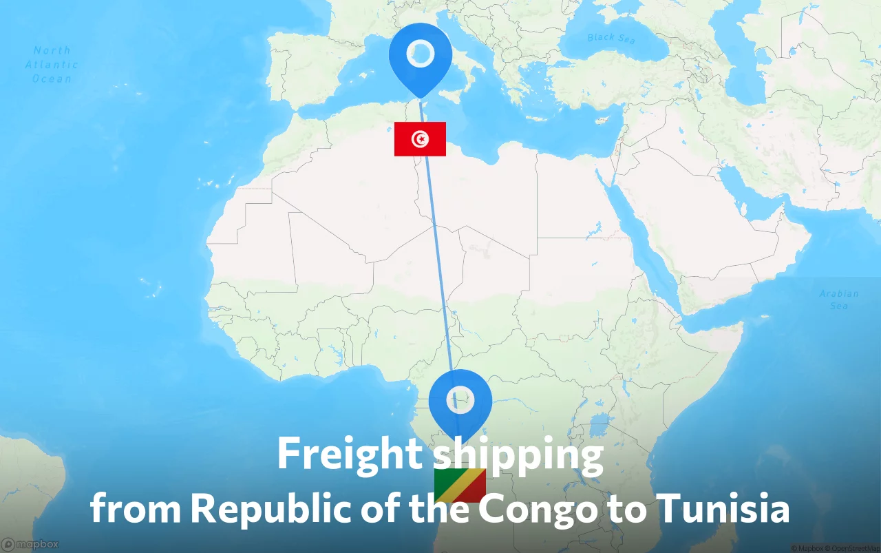 Shipping route from Republic of the Congo to Tunisia