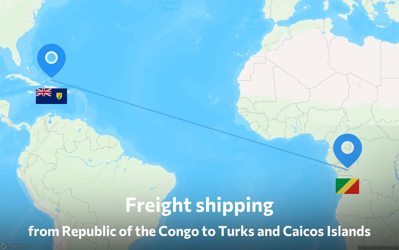 Shipping route from Republic of the Congo to Turks and Caicos Islands