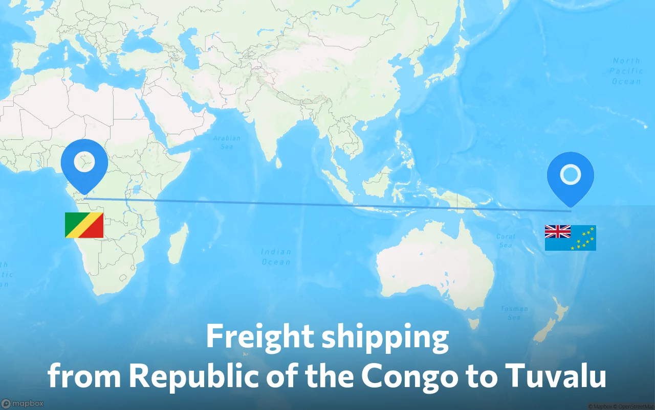 Shipping route from Republic of the Congo to Tuvalu