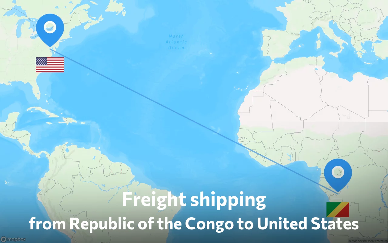 Shipping route from Republic of the Congo to United States