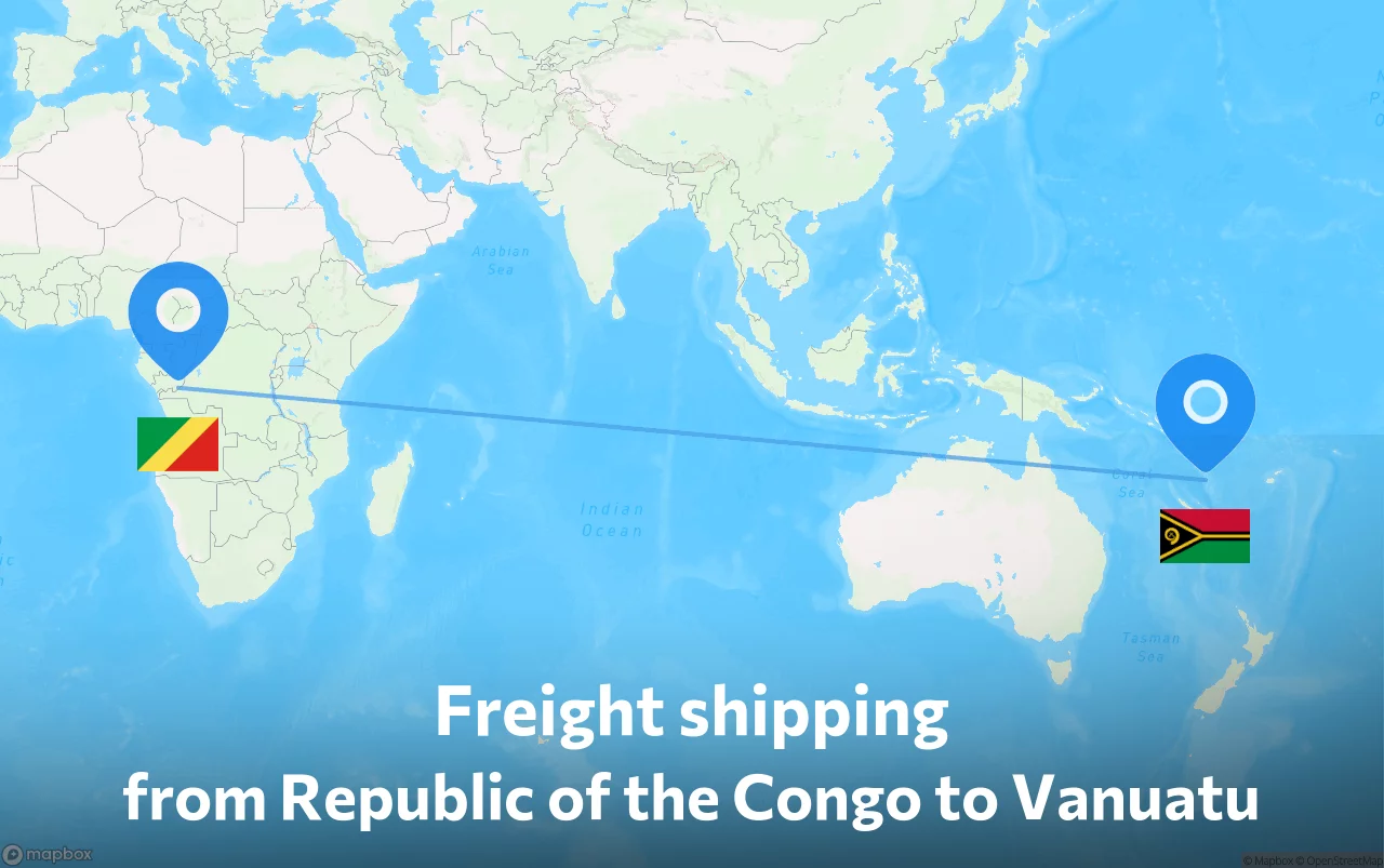Shipping route from Republic of the Congo to Vanuatu