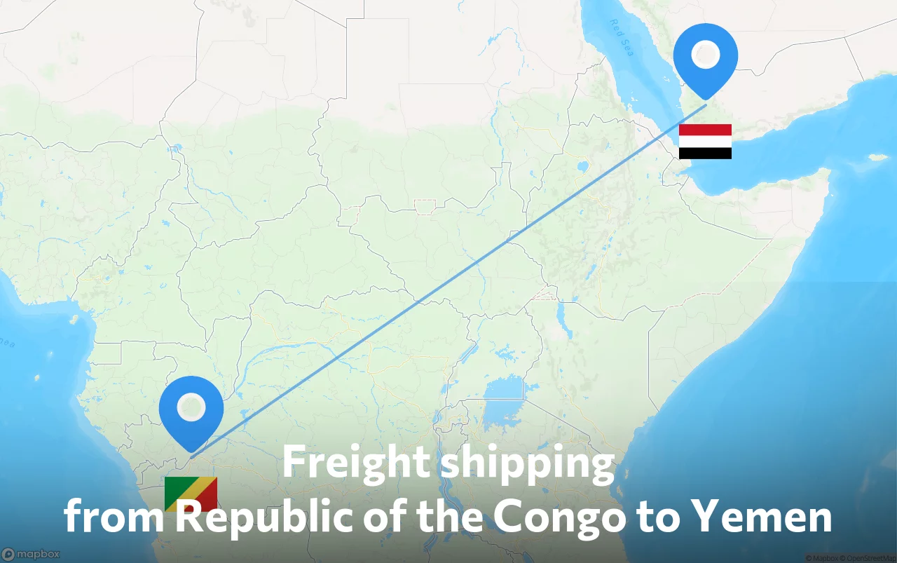 Shipping route from Republic of the Congo to Yemen
