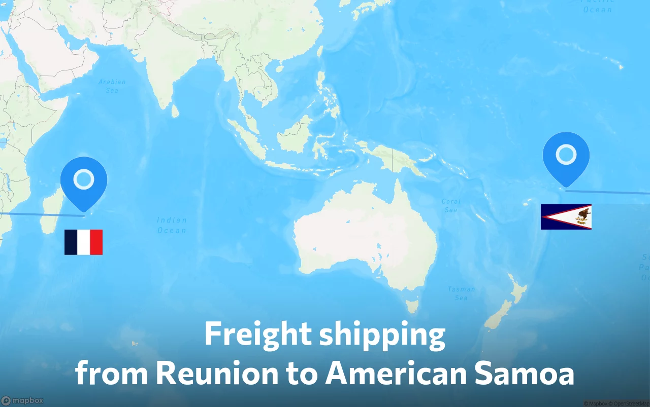 Shipping route from Reunion to American Samoa
