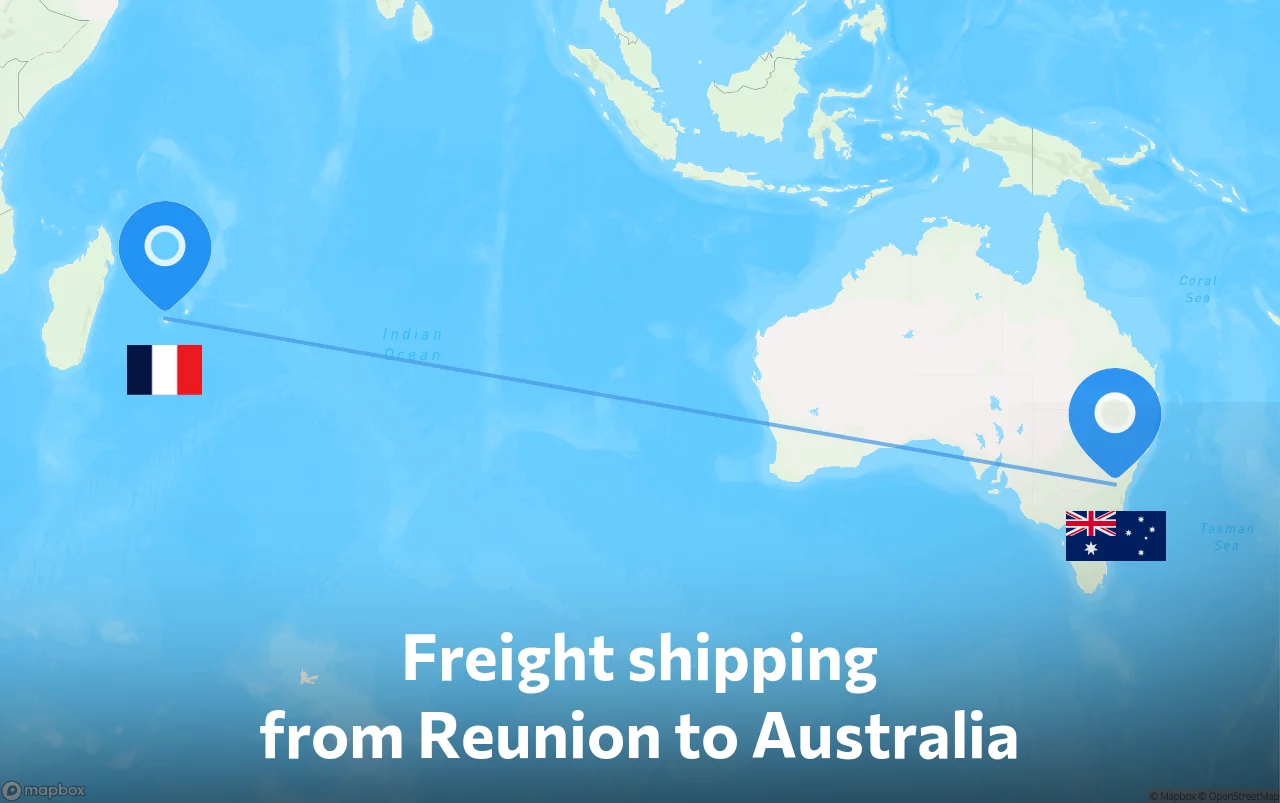 Shipping route from Reunion to Australia