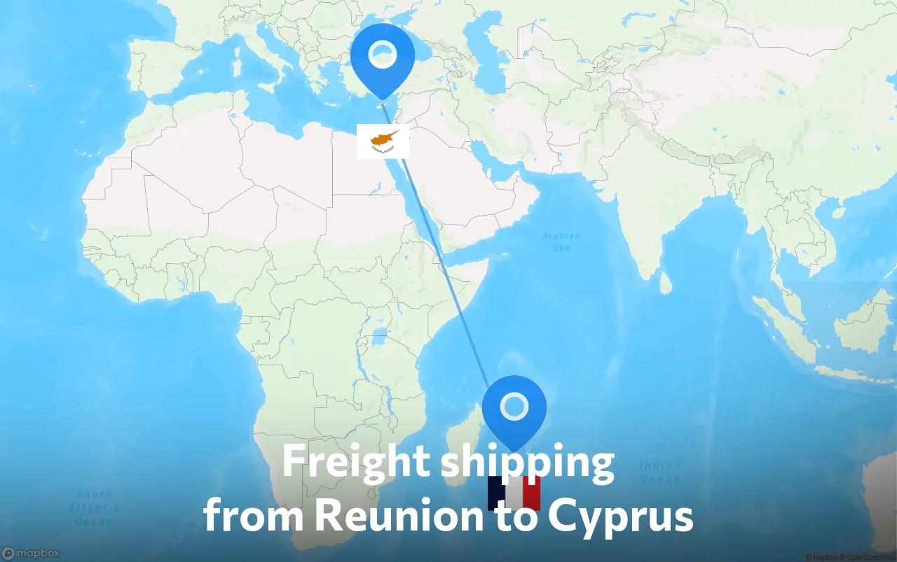 Shipping route from Reunion to Cyprus