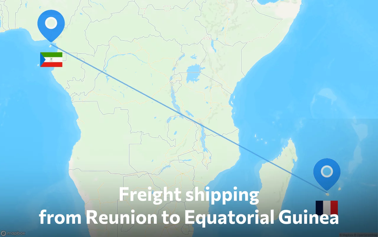 Shipping route from Reunion to Equatorial Guinea