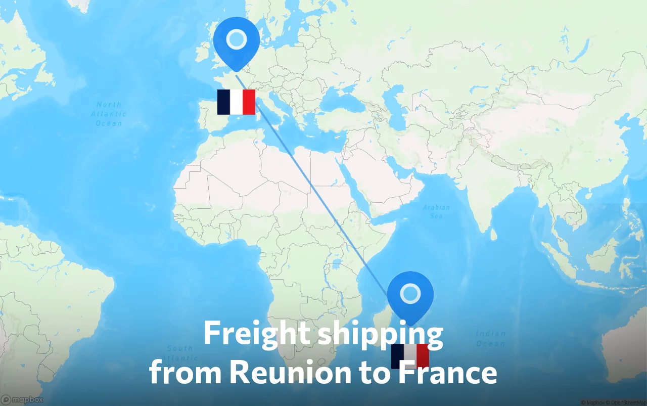 Shipping route from Reunion to France