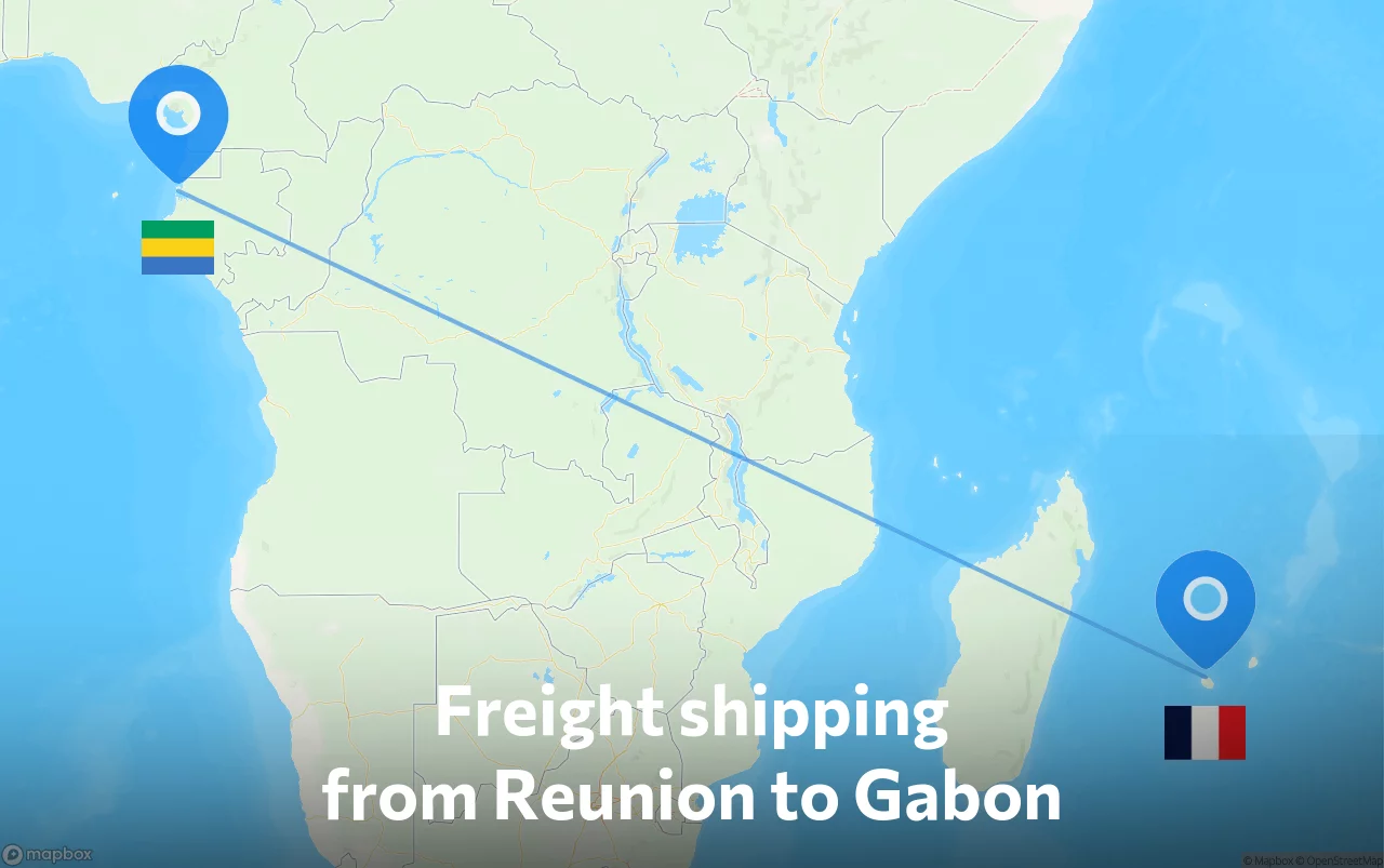 Shipping route from Reunion to Gabon
