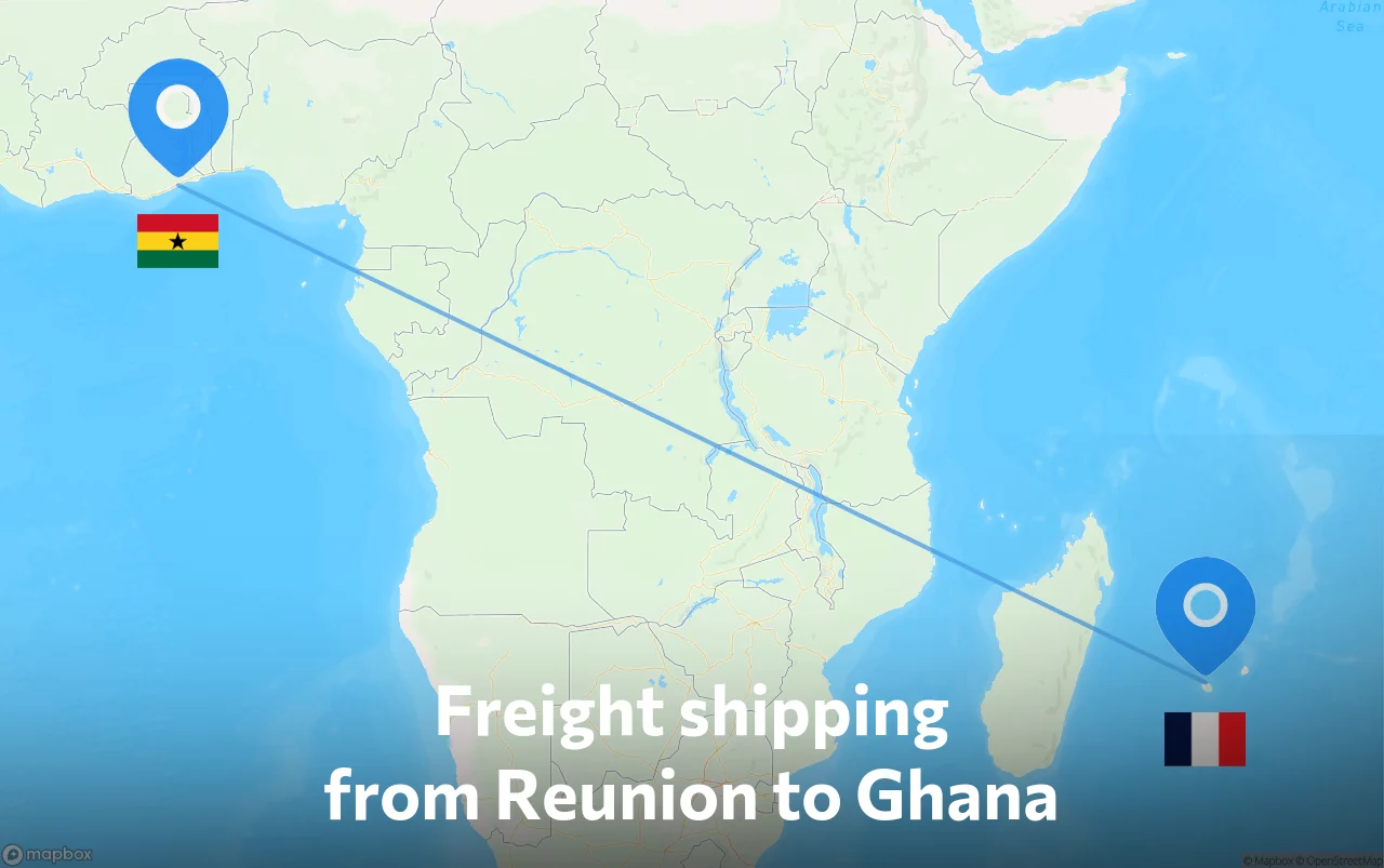 Shipping route from Reunion to Ghana