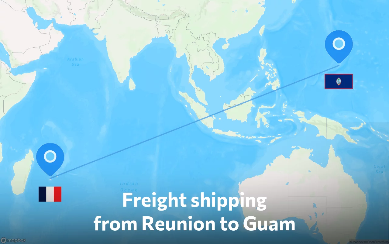 Shipping route from Reunion to Guam