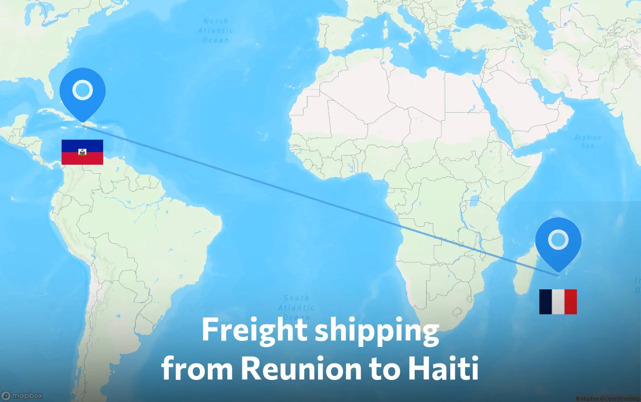 Shipping route from Reunion to Haiti