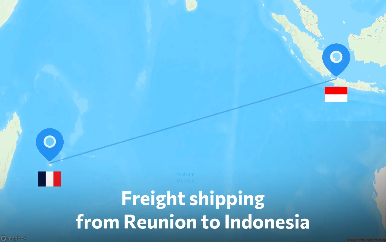 Shipping route from Reunion to Indonesia