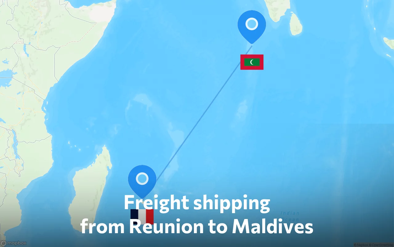 Shipping route from Reunion to Maldives
