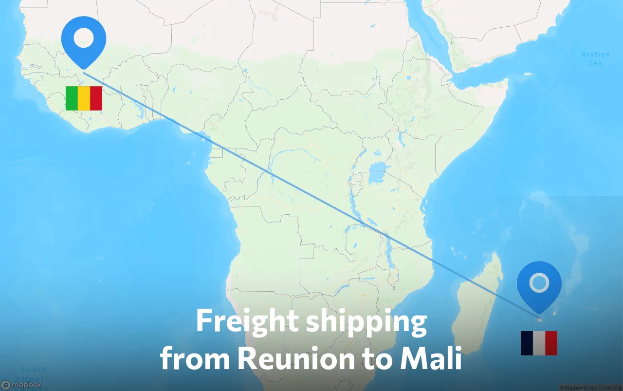 Shipping route from Reunion to Mali