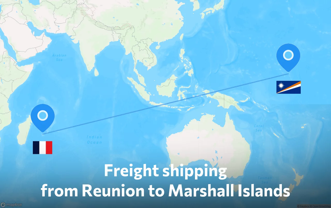 Shipping route from Reunion to Marshall Islands