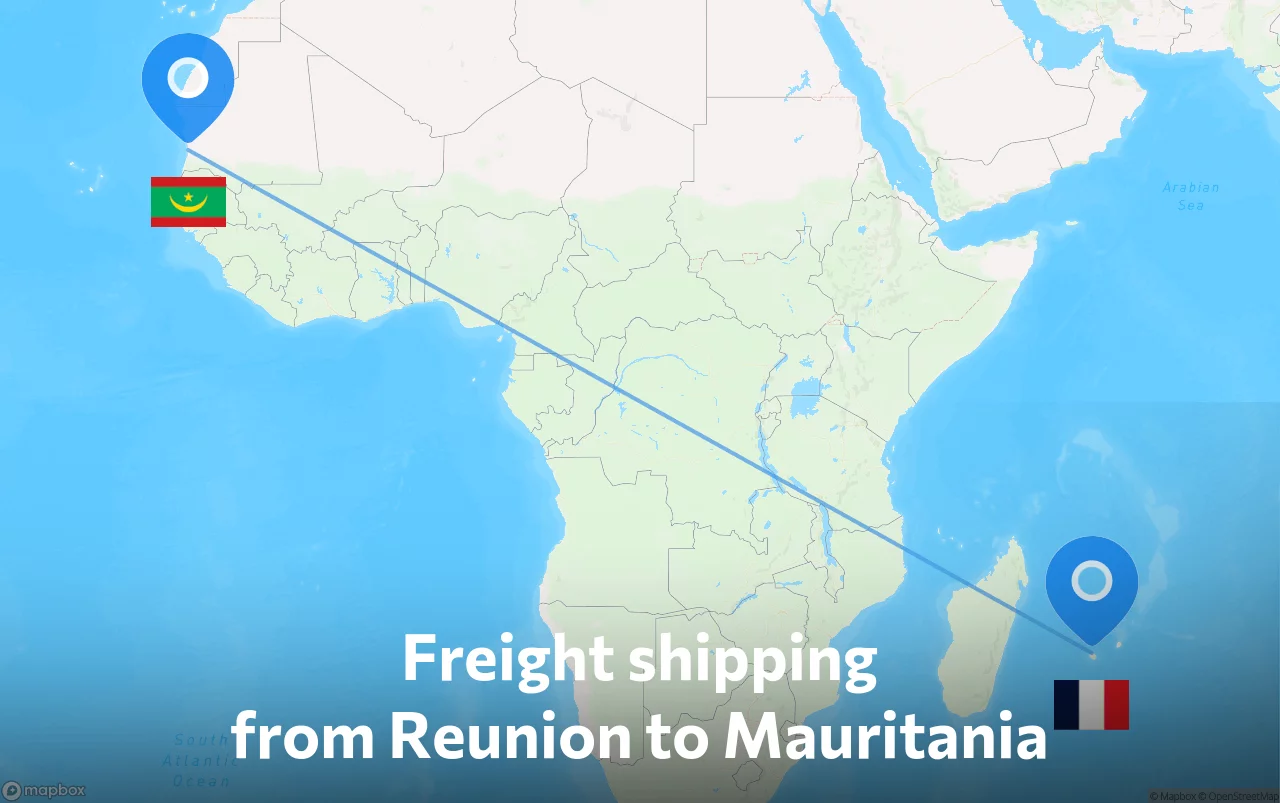 Shipping route from Reunion to Mauritania