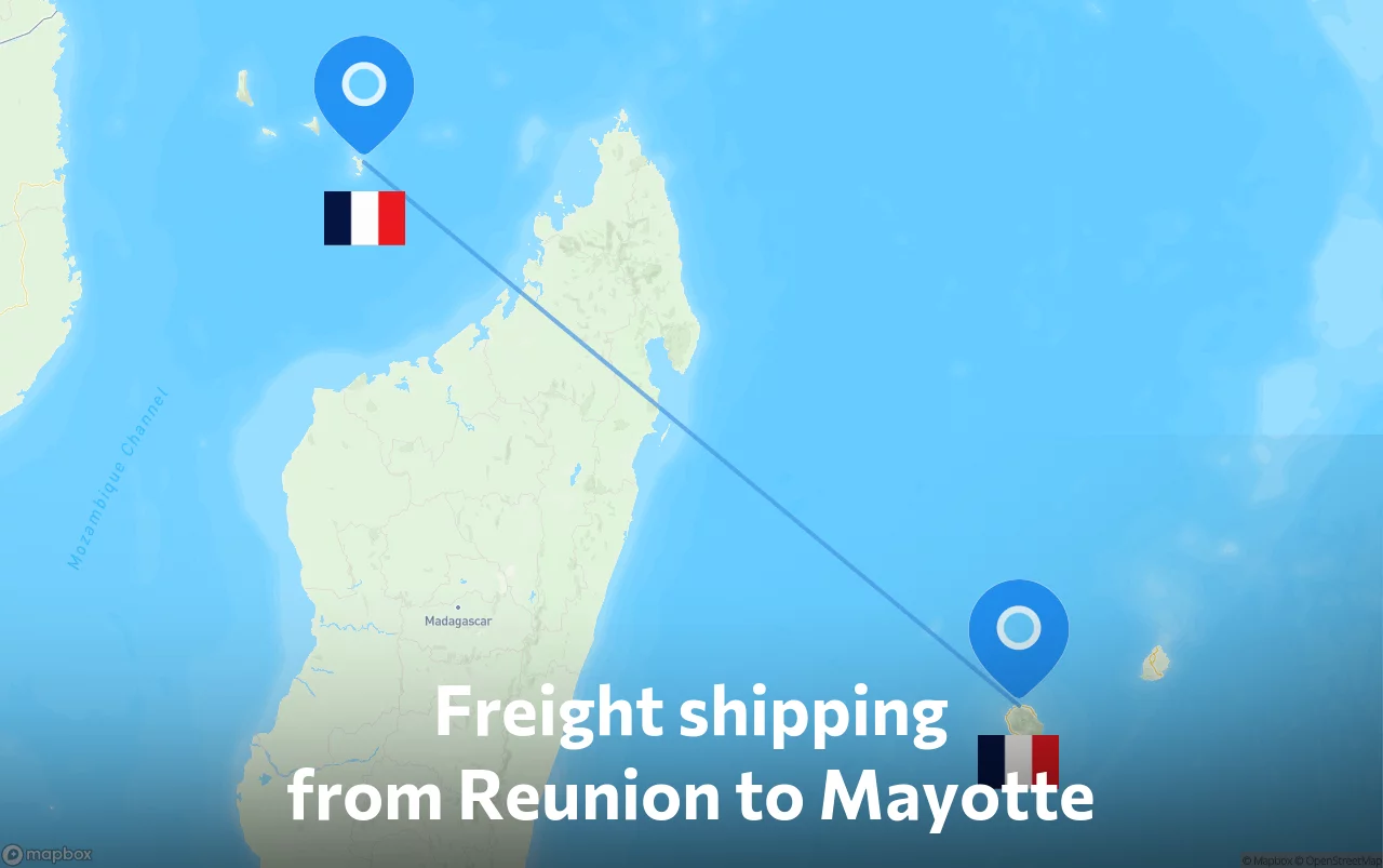 Shipping route from Reunion to Mayotte