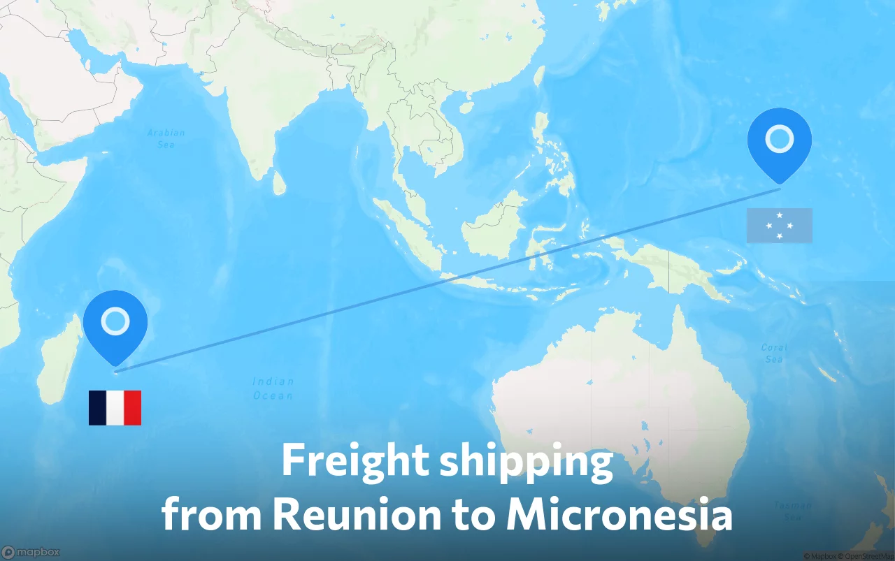 Shipping route from Reunion to Micronesia