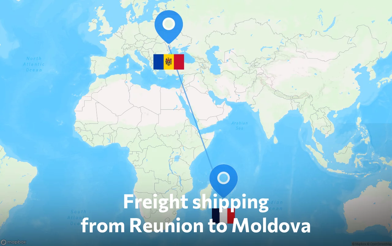 Shipping route from Reunion to Moldova