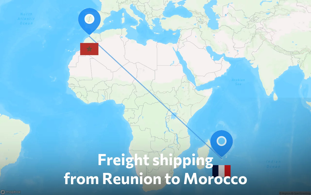 Shipping route from Reunion to Morocco