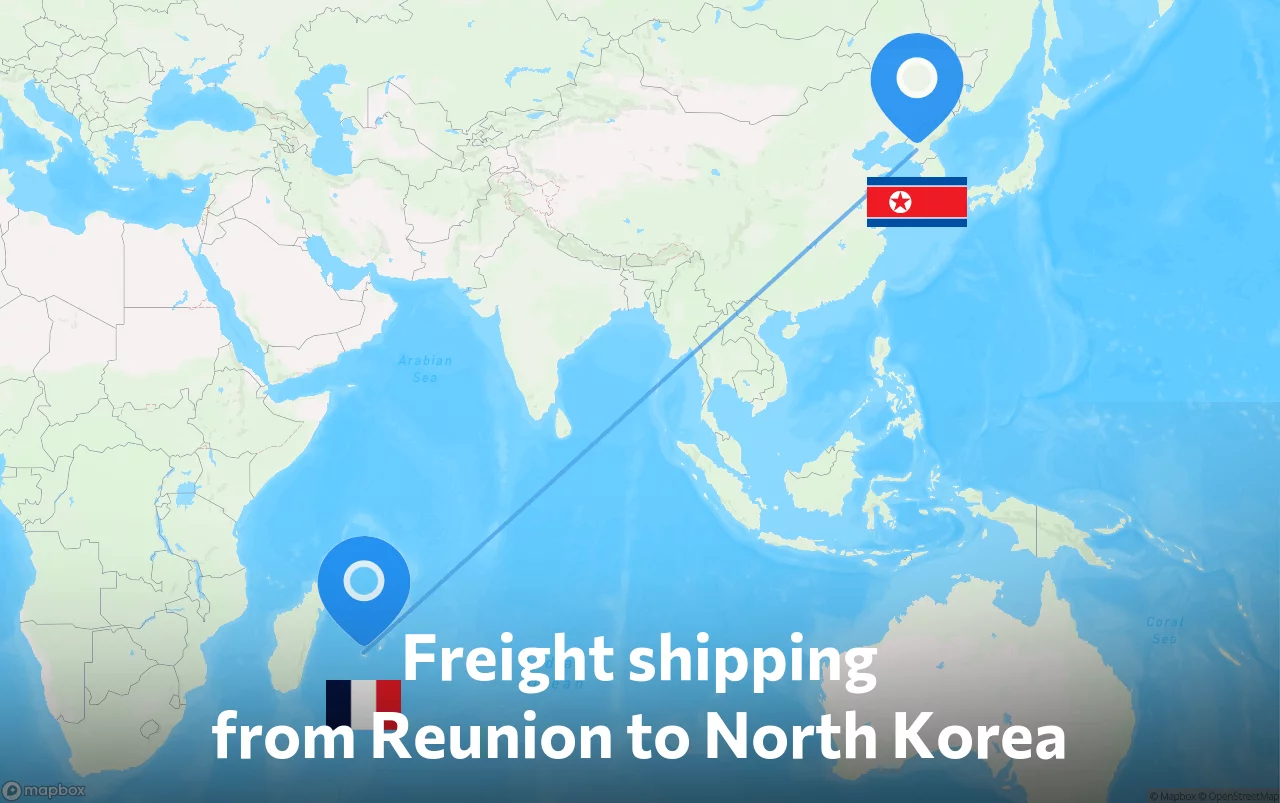 Shipping route from Reunion to North Korea
