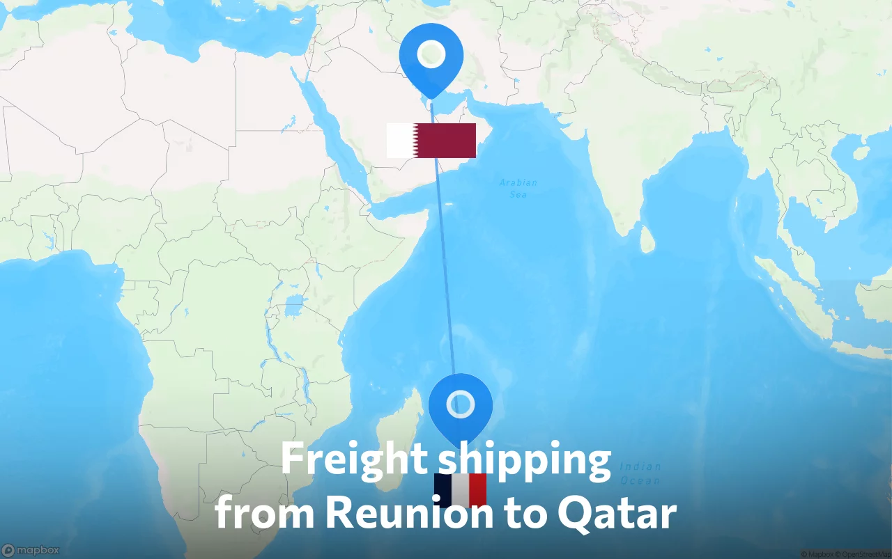 Shipping route from Reunion to Qatar