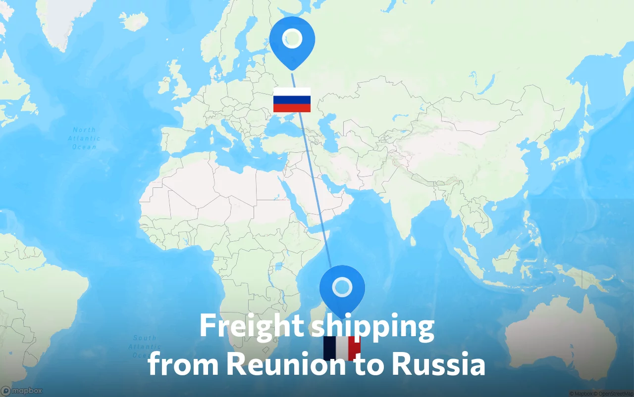 Shipping route from Reunion to Russia
