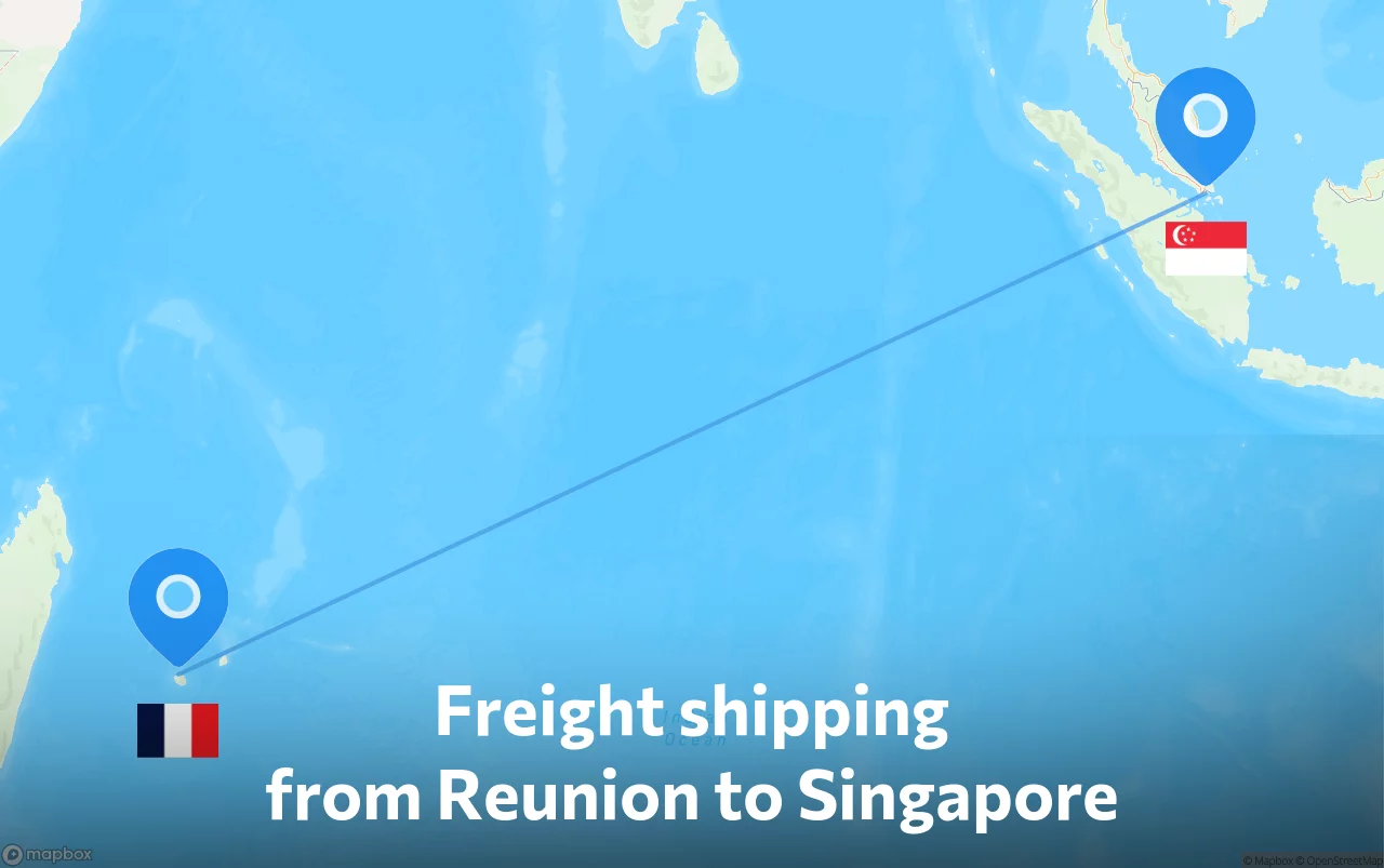 Shipping route from Reunion to Singapore