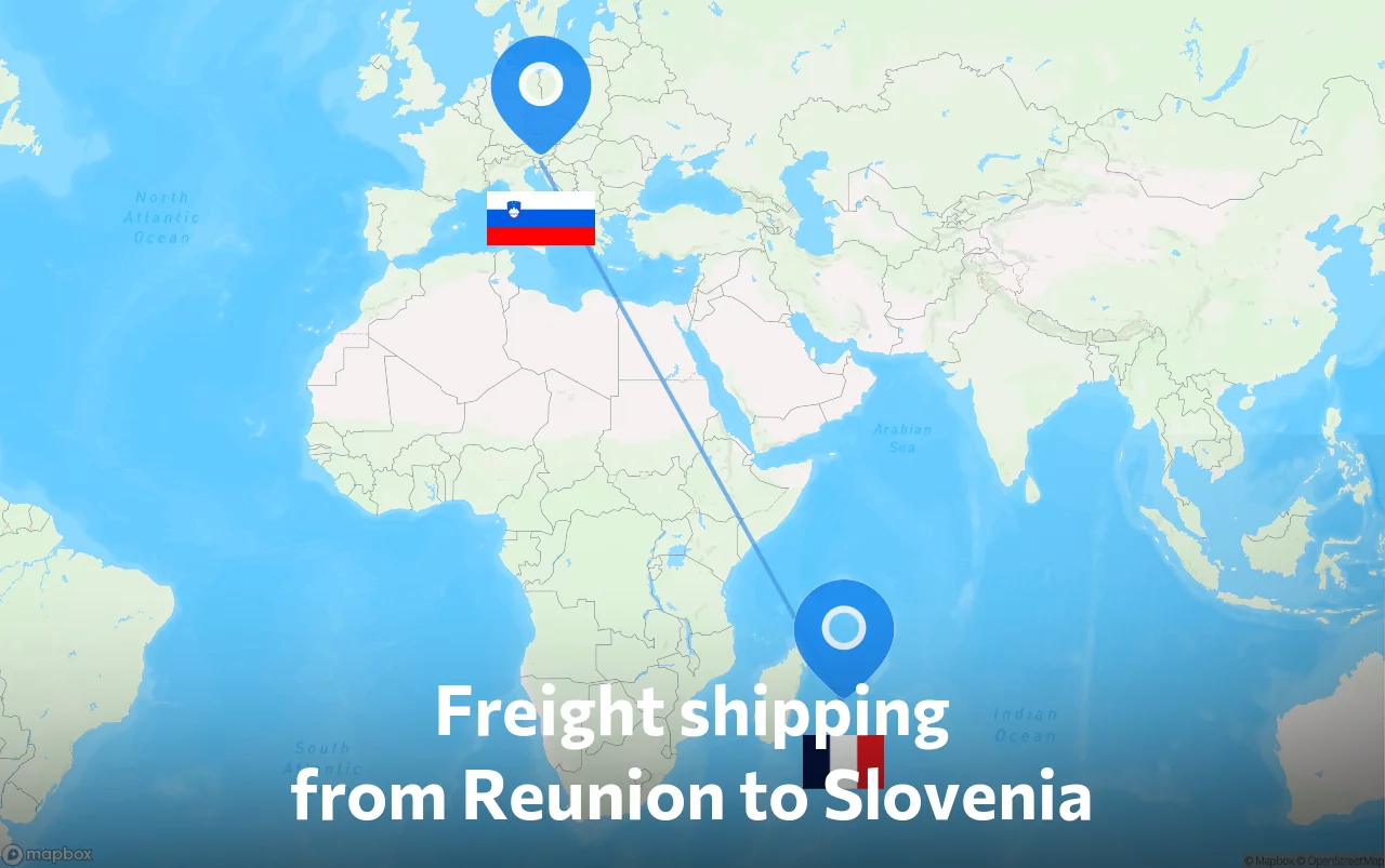Shipping route from Reunion to Slovenia
